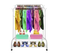 Perchero Burro Premium Maxi Giro 2 Stand Nyana Home 162x110x57cm Blanco Organizador de Ropa