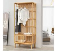 Perchero burro vemb con compartimento abierto bambú 185 x 80 x 45 cm - color natural [en.casa]
