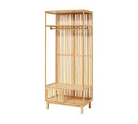Perchero burro ypäjä con estantes y puerta bambú 187x80x47cm - color natural [en.casa]