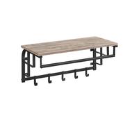 Perchero Colgante con 5 Ganchos Extraíbles, Estante Montado en Pared, Barra de Colgar, para Pasillo, Dormitorio, Sala de Estar, Greige y Negro