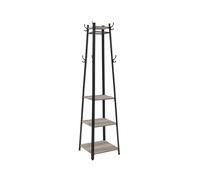 VASAGLE Perchero, con 4 Estantes, Perchero Recibidor con Ganchos para Bufandas, Bolsos, Paraguas, Marco de Acero, Estilo Industrial, para Entrada, Sala de Estar, Greige Claro y Negro Tinta LCR080B02