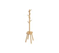 VASAGLE Perchero, Perhcero de Suelo, con 8 Ganchos y Estante de Almacenamiento, 170,5 cm de Altura, para Abrigos Sombreros Bolsos, Entrada Pasillo Dormitorio, Beige Natural RCR033N01