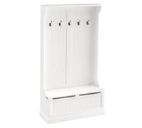 HomCom Perchero con banco Recibidor Pasillo – 5 ganchos, almacenaje, 96x34x179,7 cm, marfil