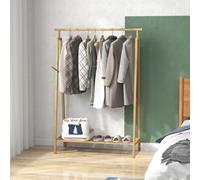 Perchero de bambú HOMCOM, perchero de madera con estante para zapatos. 110 cm de largo x 42 cm de ancho x 152 cm de alto