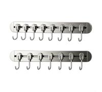 Perchero de cocina montado en la pared sin espacio de taladro para aluminio | Montaje de pegamento sólido sin taladro, espacio para construcción de aluminio, 8 ganchos por estante