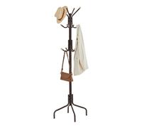 SONGMICS Perchero de Pie, de Acero y Madera, con 12 Ganchos y 4 Patas | Para Colgar Abrigos, Sombreros y Bolsos, para Entrada, Dormitorio, Oficina, Marrón y Amarillo, Colección ALAN RCR031Z01
