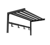 Perchero de pared 4 ganchos y estante en metal color negro 69x33x34 cm