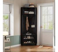 Perchero de pared – Armario – Estante para abrigos – Incluye 4 ganchos – Plegable – Metal – 53x53x180 cm