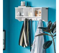 Perchero de pared compartimentos y 4 ganchos Dobles SoBuy FRG48-W
