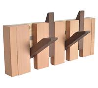 Perchero de pared con 4 ganchos plegables, madera, 32x15x3,5 cm