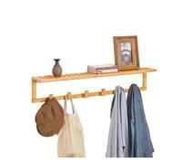 Perchero de pared con ganchos bambú,estante de pared, con 6 ganchos y 1 estante fhk06-n sobuy es 14.5 cm