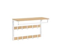 Perchero de Pared con Ganchos Roble y Blanco