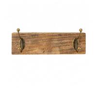 Perchero de Pared de Madera Rústica con 2 Ganchos Metálicos 30x8x1,5 cm