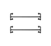 SONGMICS Perchero de Pared para Ropa, Juego de 2, Percha para Colgar Ropa Industrial, Ahorro de Espacio, 112 x 30 x 29,3 cm, Carga hasta 60 kg, Fácil Montaje, para Espacios Reducidos, Negro HSR64BK-02
