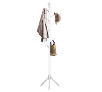 Perchero De Pie Madera de Haya Blanco Con 8 Ganchos Estilo Árbol Minimalista | Colgador Ropa Sombreros Bolsos Fácil Montaje | Organizador Entrada Dormitorio Salón Oficina Compacto Estable Ligero