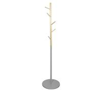 Perchero de pie Miko (Ø x Al: 40 x 173 cm, Número de ganchos: 5 ud., Gris/Madera)