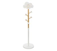 Perchero de pie nube infantil 35 cm en melamina - elegante diseño en colores blanco y roble para organizar con estilo 136 cm