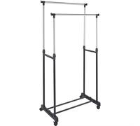 Perchero de Pie para Ropa Resistente Tipo Burro con Ruedas de Metal - Altura Ajustable - Organizador 80x43x90/160cm para Dormitorio, Entrada y Pasillo