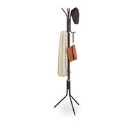 Relaxdays Perchero de Pie con 8 Perchas, Metálico, para Colgar Chaquetas, Abrigos o Sombreros, 169 x 40 x 48 cm, Negro