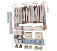 Perchero de pie y Zapatero Pared para Ropa Abrigos Estantería ropa estante MODA zapato armario empotrado organizador Vestíbulo White 125*45*170cm