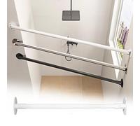 Perchero esquinero de pared giratorio de 180° de acero para ducha, barra retráctil para colgar ropa, color blanco, 75-100 cm