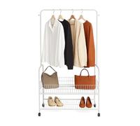 Relaxdays Perchero rodante con 2 estantes blanco