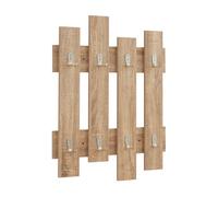 Perchero mural raseborg con 8 ganchos dobles aglomerado 80 x 60 x 3 cm - efecto roble [en.casa]
