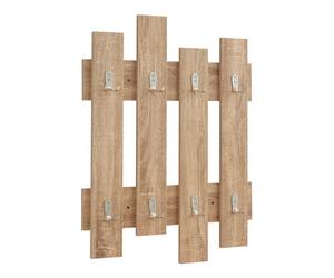 Perchero mural raseborg con 8 ganchos dobles aglomerado 80 x 60 x 3 cm - efecto roble [en.casa]