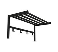Perchero mural tolga con 4 ganchos 1 estante metal 33 x 69 x 34 cm negro [en.casa]