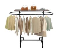 Perchero ovalado de hierro para ropa, resistente para dormitorio, exhibición de boutique y organización de lavandería