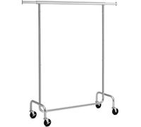 Perchero para interior y exterior Krigos - Con ruedas - Metal plateado - Armario - Organizador de armario - Dormitorio - Capacidad máxima: 130 kg