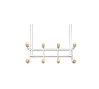 Perchero para Puerta de Metal Blanco con 8 Ganchos de Madera 30×27 cm