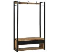 Perchero Para Ropa Con Cajón Marrón Madera Maciza De Mango Vidaxl