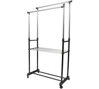 Perchero para Ropa de Doble Barra, Burro con Ruedas, Altura Ajustable, Metal, Resistente, Extensible, Pantalonero - EasySpeed