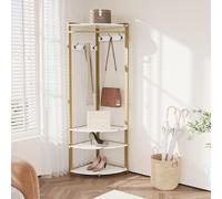 Perchero – Perchero – Estante para abrigos – Estante para zapatos – Estante de almacenamiento – Dorado – Diseño que ahorra espacio (90°)