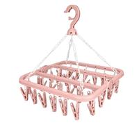 Perchero plegable a prueba de viento, secador de calcetines rosa, colgador de ropa plegable con 32 clips, perchero, gancho giratorio, percha para calcetines pequeños, ropa interior, toallas