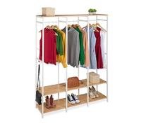 Perchero Relaxdays, Abierto, Armario, estantes y Barra, HBT: 180 x 141 x 40 cm, Perchero, Metal, Blanco/Madera