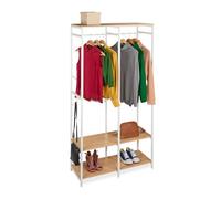 Perchero Relaxdays, Abierto, Armario, estantes y Barra, HBT: 180 x 94,5 x 40 cm, Perchero, Metal, Blanco/Madera