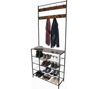 Perchero Relaxdays con estante para zapatos, color marrón oscuro-