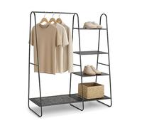 Perchero Relaxdays de Metal, 5 estantes, Barra para Colgar, (H x B x T): 150 x 100 x 39 cm, Abierto, Negro