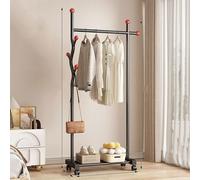 Perchero, soporte para ropa, perchero con ruedas, barra para colgar ropa con base de almacenamiento. Estante de ropa metálico resistente, estable para colgar ropa, abrigos, jerséis y chaquetas. Estant