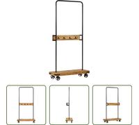 Perchero "The Living Store" con ruedas, 90x35x190 cm, fabricado en madera maciza de mango y hierro