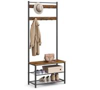 Perchero Zapatero 3 en 1 Estructura de Acero 32 x 70 x 177 cm Greige y Negro