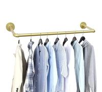 Percheros burro Perchero De Pared Dorado, Barra De Ropa De Tubería De Hierro Industrial, Barra De Suspensión Portátil Para Trabajo Pesado Para Almacenamiento En Armario, Estante De Seca(Size:150X25CM)