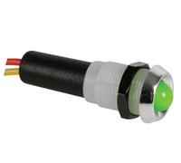 Perel 139564 lámpara led de señal, 5 v, carcasa cromo abs, verde