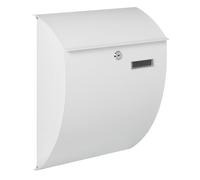 Perel Bonito buzón, Montaje en la Pared, Forma Redondeada, con Soporte de Nombre, 2 Teclas, Dimensiones (H x W x D) 40 x 31 x 16 cm, Blanco