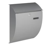 Perel Bonito buzón, Montaje en Pared, Forma Redondeada, con Soporte de Nombre, 2 Teclas, Dimensiones (H x W x D) 40 x 31 x 16 cm, Plata