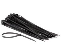 Perel Bridas de nylon negras, 100 piezas, ataduras de cables 400 x 7,6 mm, resistentes a UV, autoadhesivas, 54 kg de fuerza de tracción, para aplicaciones pesadas en interiores y exteriores.