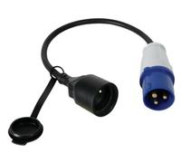 Perel Cable adaptador, H07RN-F 3G2.5, 0.4 m, 16 A/230 V, 3680 W, CEE a Tipo E, para uso interior y exterior, caucho, azul