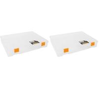 Perel Caja de almacenamiento, 21 compartimentos fijos y apilables, 324 x 247 x 51 mm, transparente/naranja (Paquete de 2)